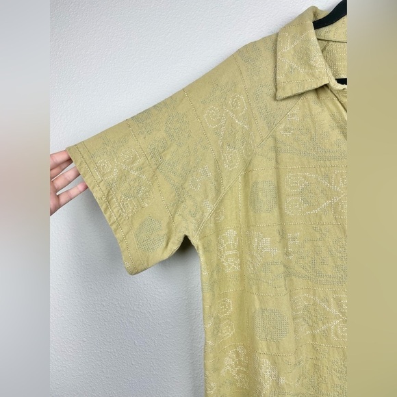 FREE PEOPLE Women's XS Yin To My Yang Tunic Top Button Down Shirt Dress Tan - Picture 4 of 16